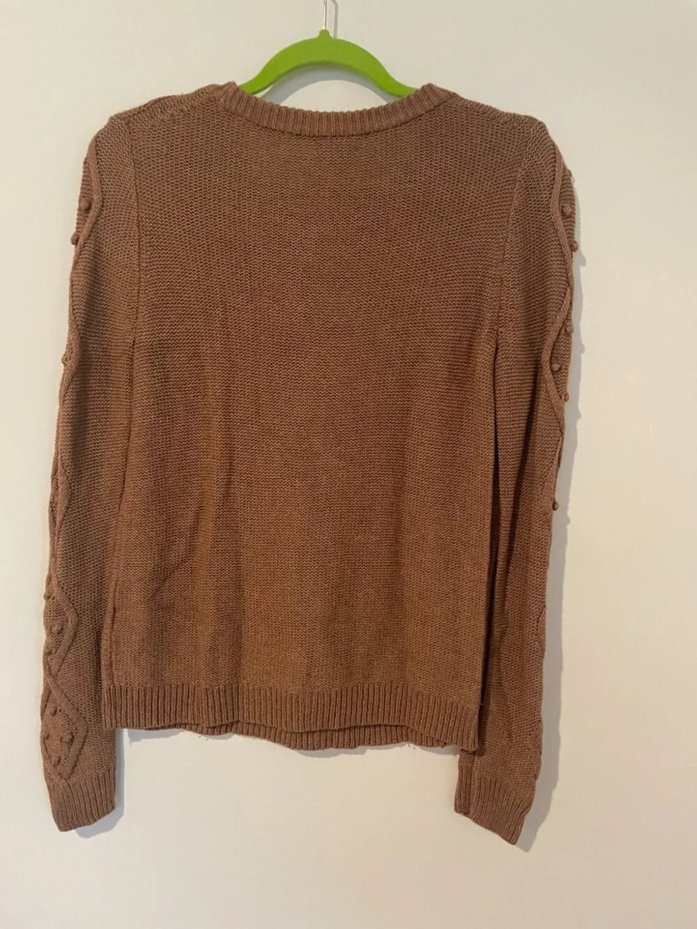 J. Crew khaki chunky cableknit cotton and woolblend sweater